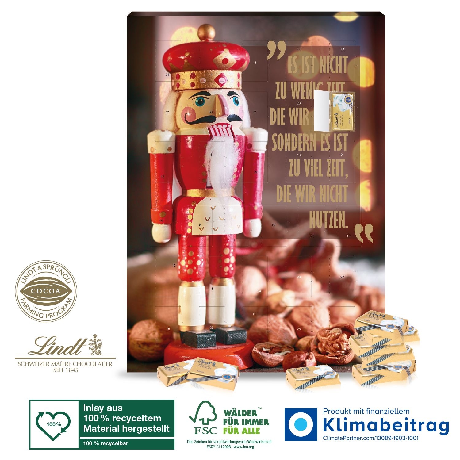 CD95348Lindt Adventskalender mit 31 Tuerchen