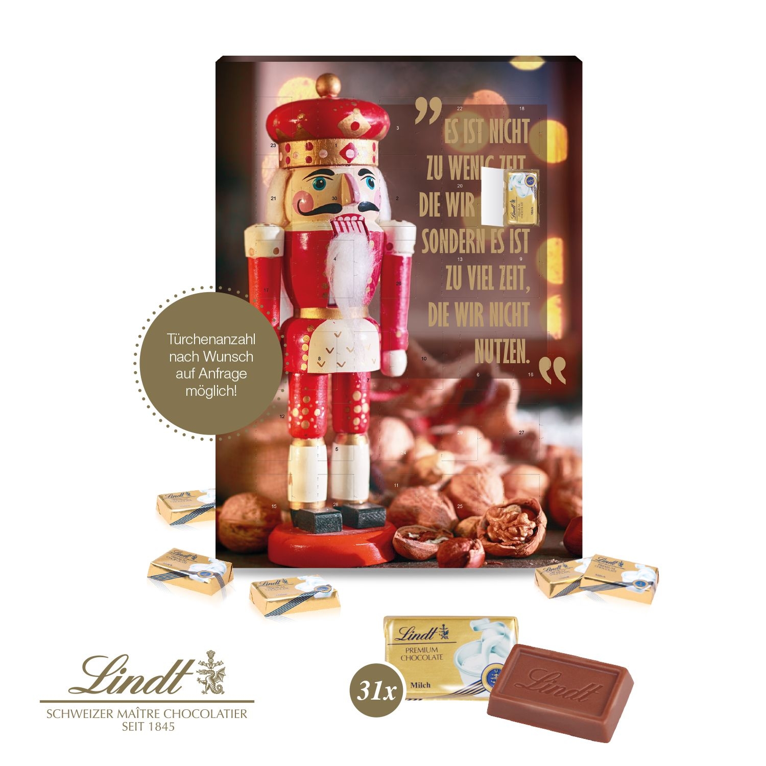 CD95348Lindt Adventskalender mit 31 Tuerchen