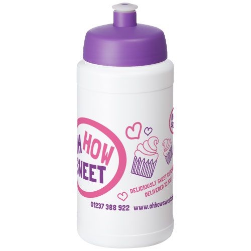 PF210688-10Baseline® Plus 500 ml Flasche mit Sportdeckel_ weiss_lila