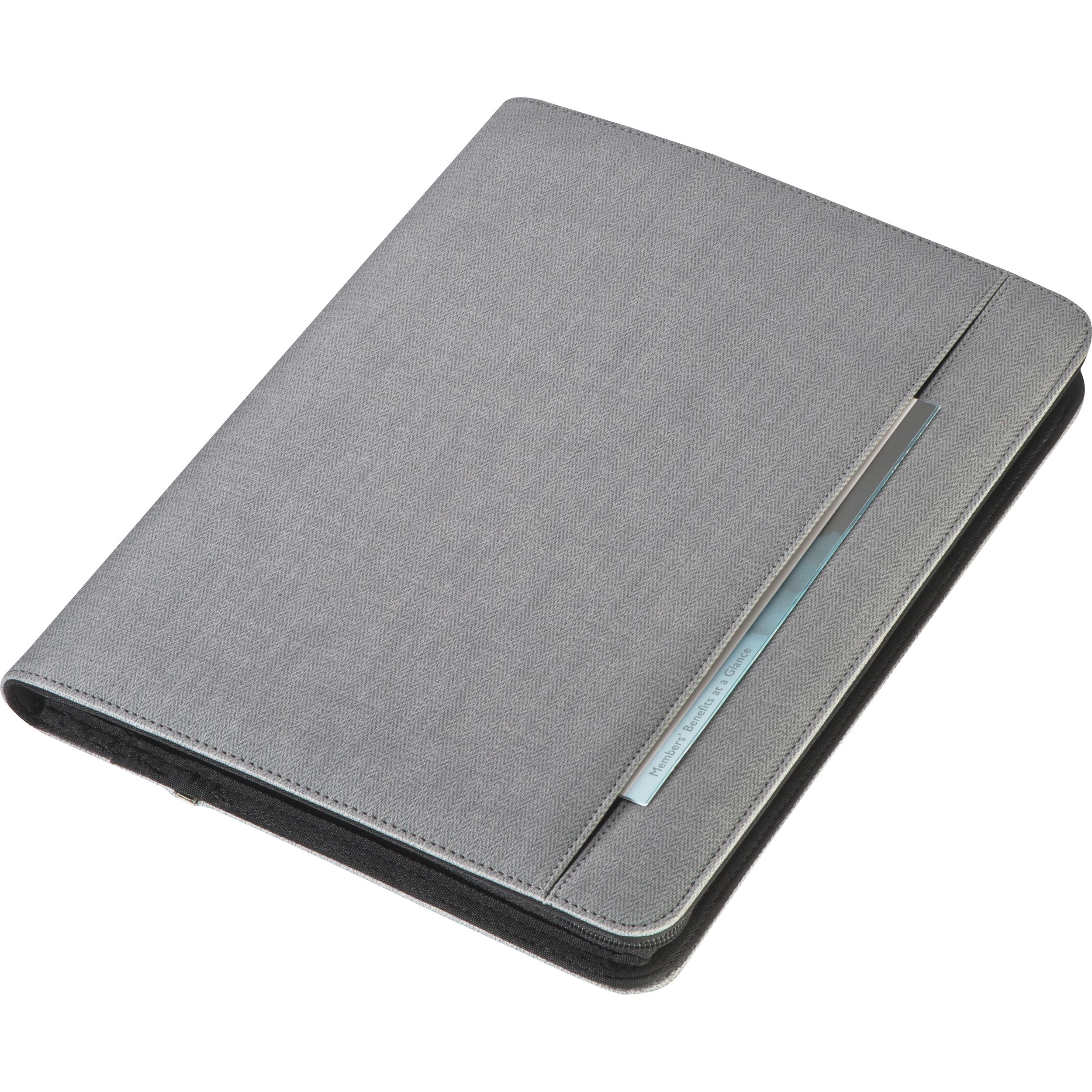 MA20123-07A4 Schreibmappe aus Kunstleder mit integrierter Powerbank_ silbergrau