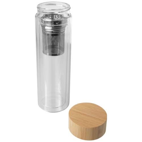 Bailey 400 ml Flasche aus Borosilikatglas mit Infuser und Bambusdeckel, transparent klar