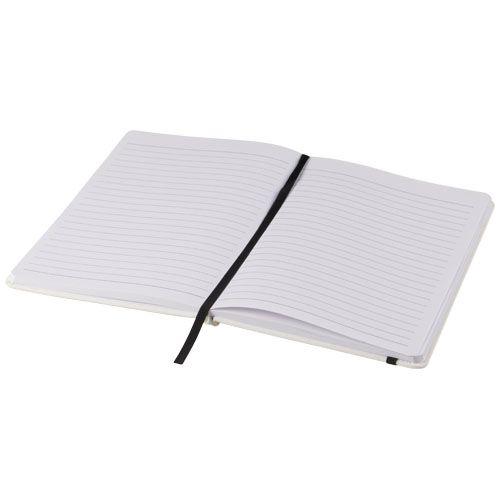 Spectrum weißes A5 Notizbuch mit farbigem Gummiband, weiß,schwarz