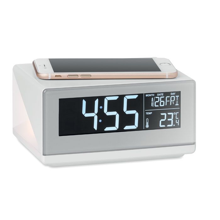 MO9588-06Sky Wireless Tischuhr mit Ladestation_ Weiss