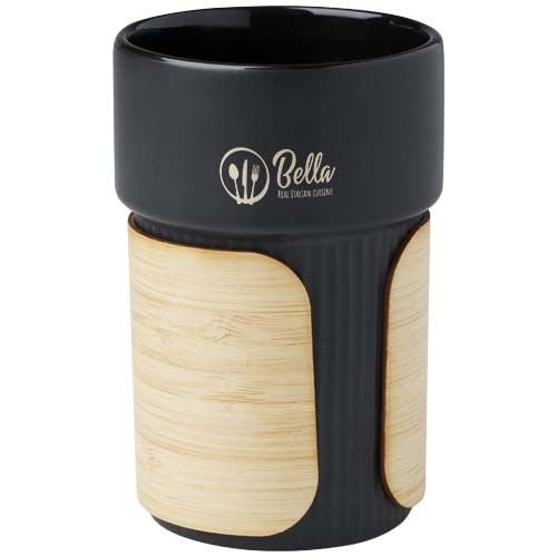 PF100809-4Fika 340 ml Becher mit Bambushuelle_ schwarz