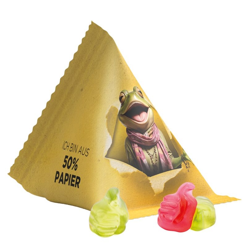 JG17063-5Tetraeder 15g_ Fruchtgummi Standardformen_ Daumen_ weisse Folie