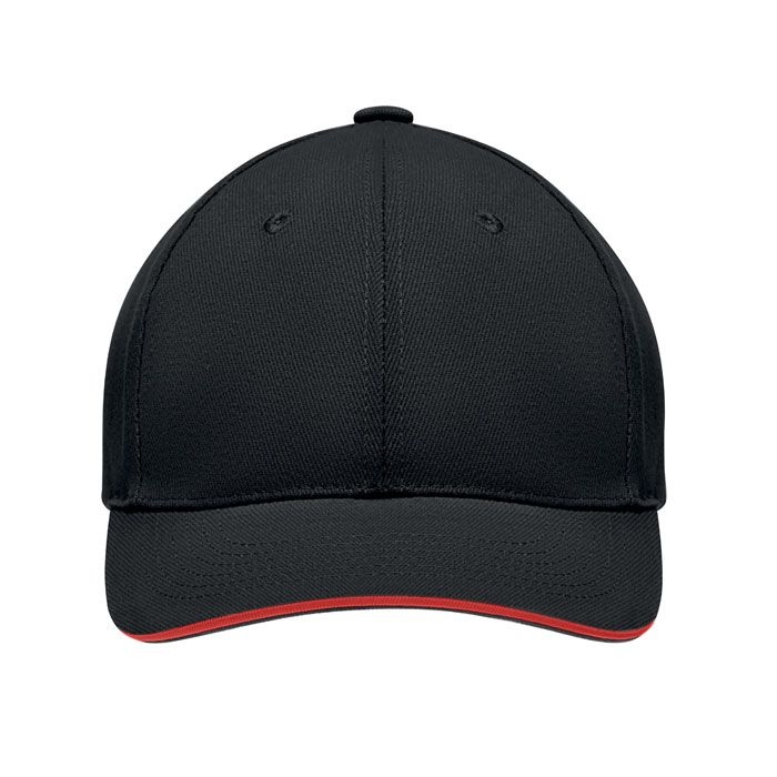 MO9643-83Tekapo Baseball Kappe 6 Panels_ schwarz_rot