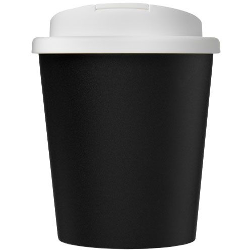 PF210455-1Americano® Espresso Eco 250 ml recycelter Isolierbecher mit auslaufsicherem Deckel _ schwarz_weiss