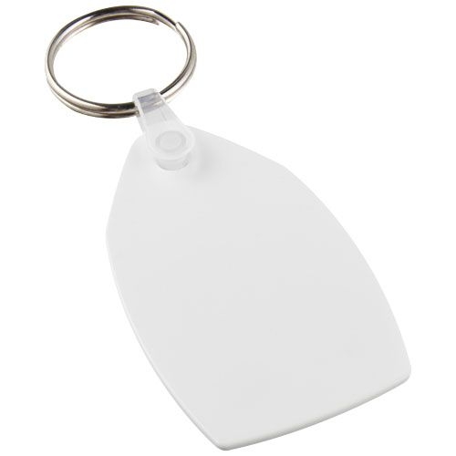 PF210476-1Tait rechteckiger Schluesselanhaenger aus recyceltem Material_ weiss