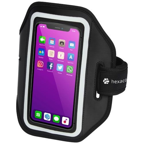 Haile reflektierendes Smartphone Armband mit transparenter Abdeckung, schwarz