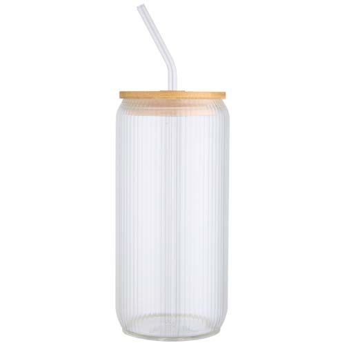 PF100931-1Mirage 500 ml einwandiges Glas aus Borosilikatglas mit Bambusdeckel_ transparent