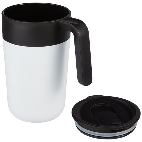 PF100731-1Nordia 400 ml doppelwandiger Becher aus Recyclingmaterial_ weiss