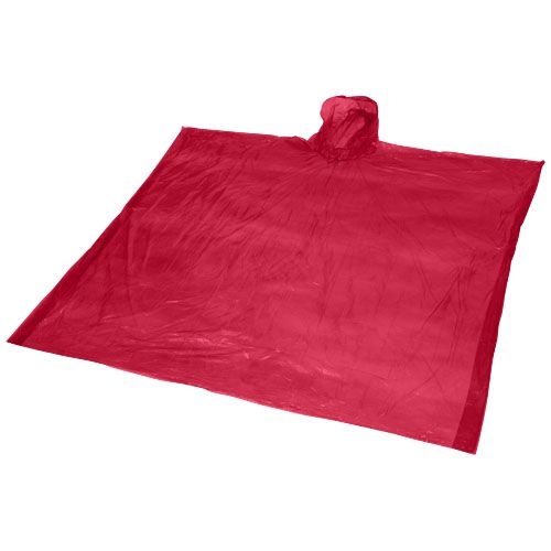 PF109417-3Mayan Regenponcho mit Aufbewahrungstasche aus recyceltem Kunststoff_ rot