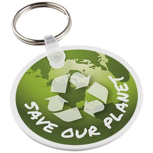 PF210475-1Tait kreisfoermiger Schluesselanhaenger aus recyceltem Material_ weiss