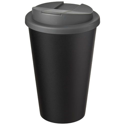 PF210425-34Americano® Eco 350 ml recycelter Becher mit auslaufsicherem Deckel_ grau_schwarz PF210425-34Americano® Eco 350 ml recycelter Becher mit auslaufsicherem Deckel_ grau_schwarz