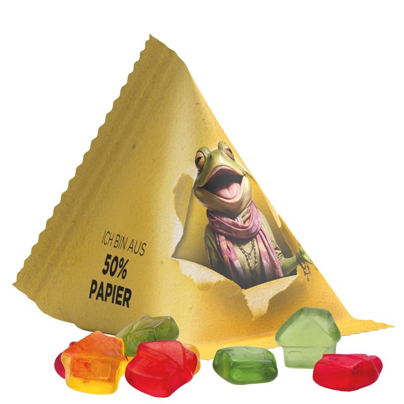 JG17063-6Tetraeder 15g_ Fruchtgummi Standardformen_ Haus_ weisse Folie