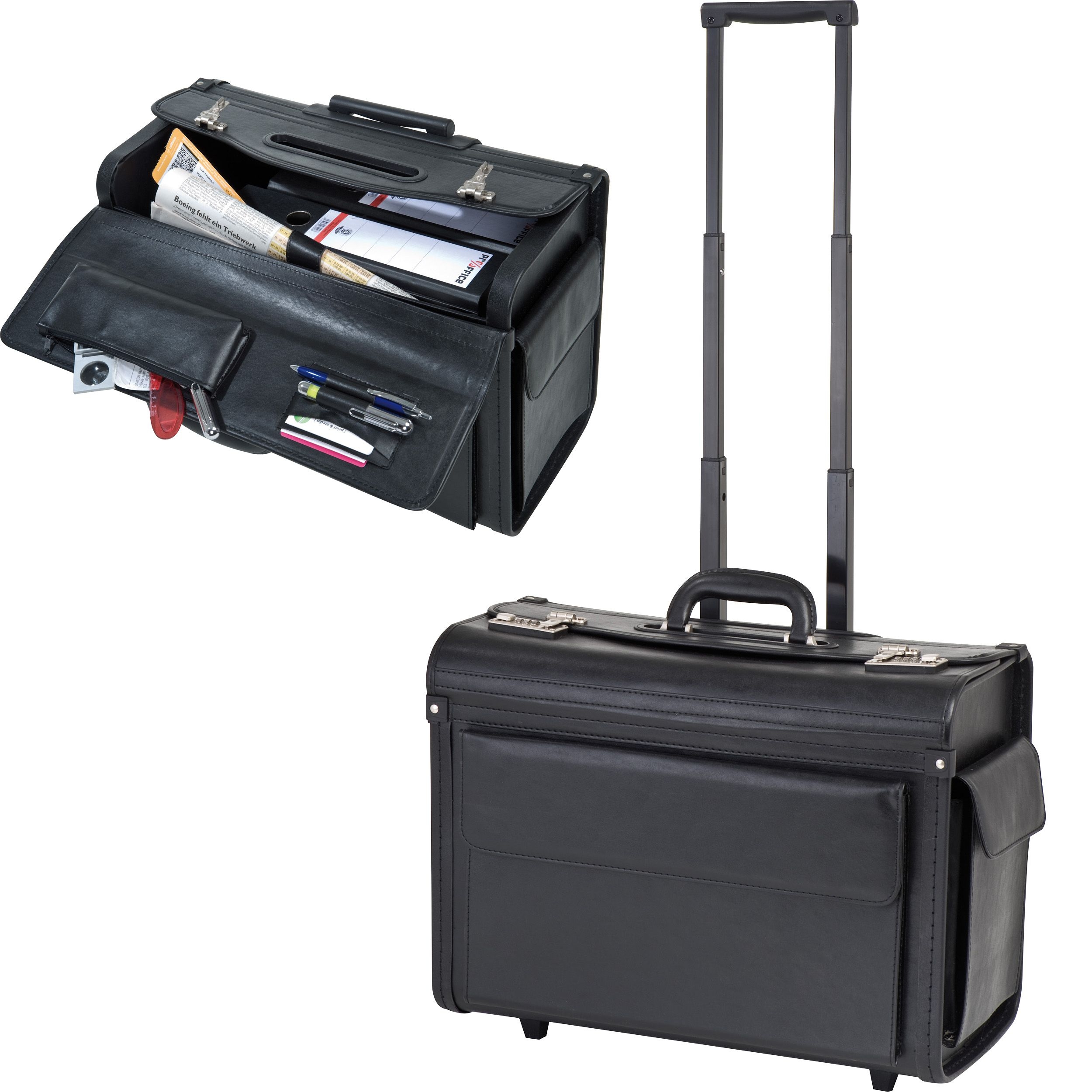 MA68421-03Akten-_Pilotenkoffer Trolley aus Kunstleder_ schwarz