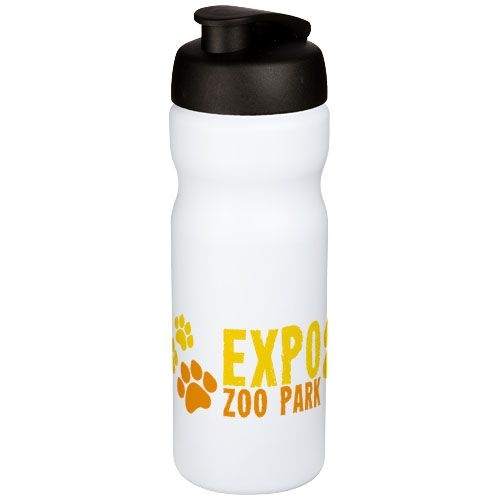 PF210685-1Baseline® Plus 650 ml Sportflasche mit Klappdeckel_ weiss_schwarz