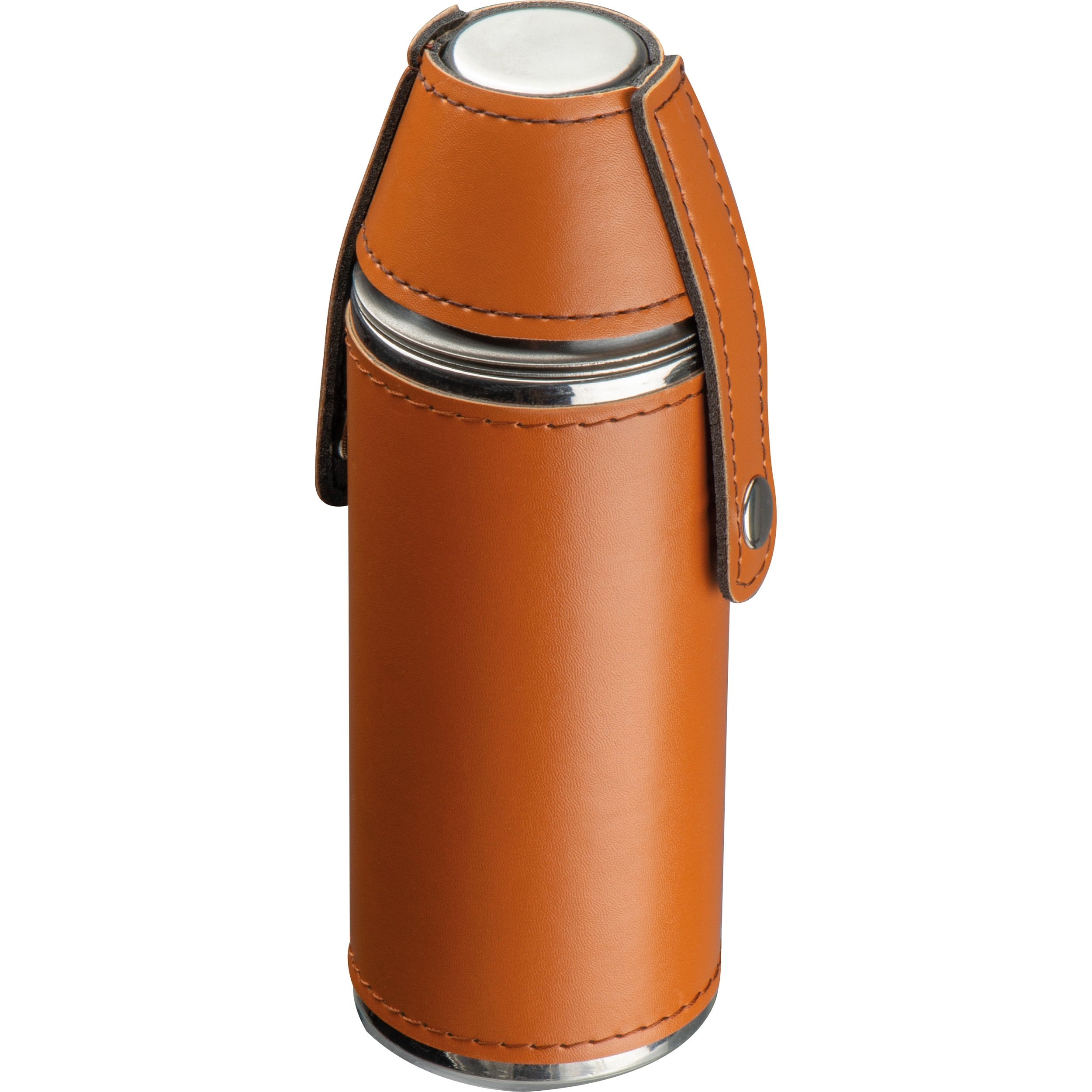 MA83257-01Flachmann aus Edelstahl mit 2 Pinnchen_ braun