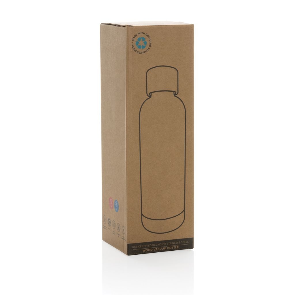 XDP435.53-3Wood Vakuumflasche aus RCS recyceltem Stainless-Steel_ weiss