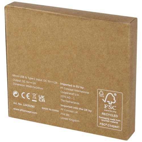 PF124202-1Loop 5000 mAh Powerbank aus recyceltem Kunststoff_ schwarz