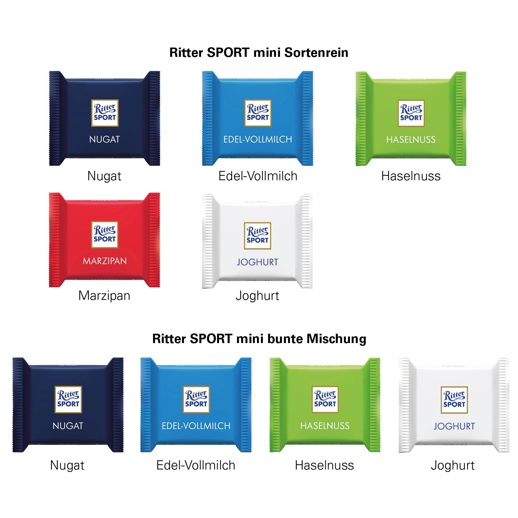 JG10189-6Werbewuerfel Ritter SPORT mini_ Ritter Sport Mini_ gemischt