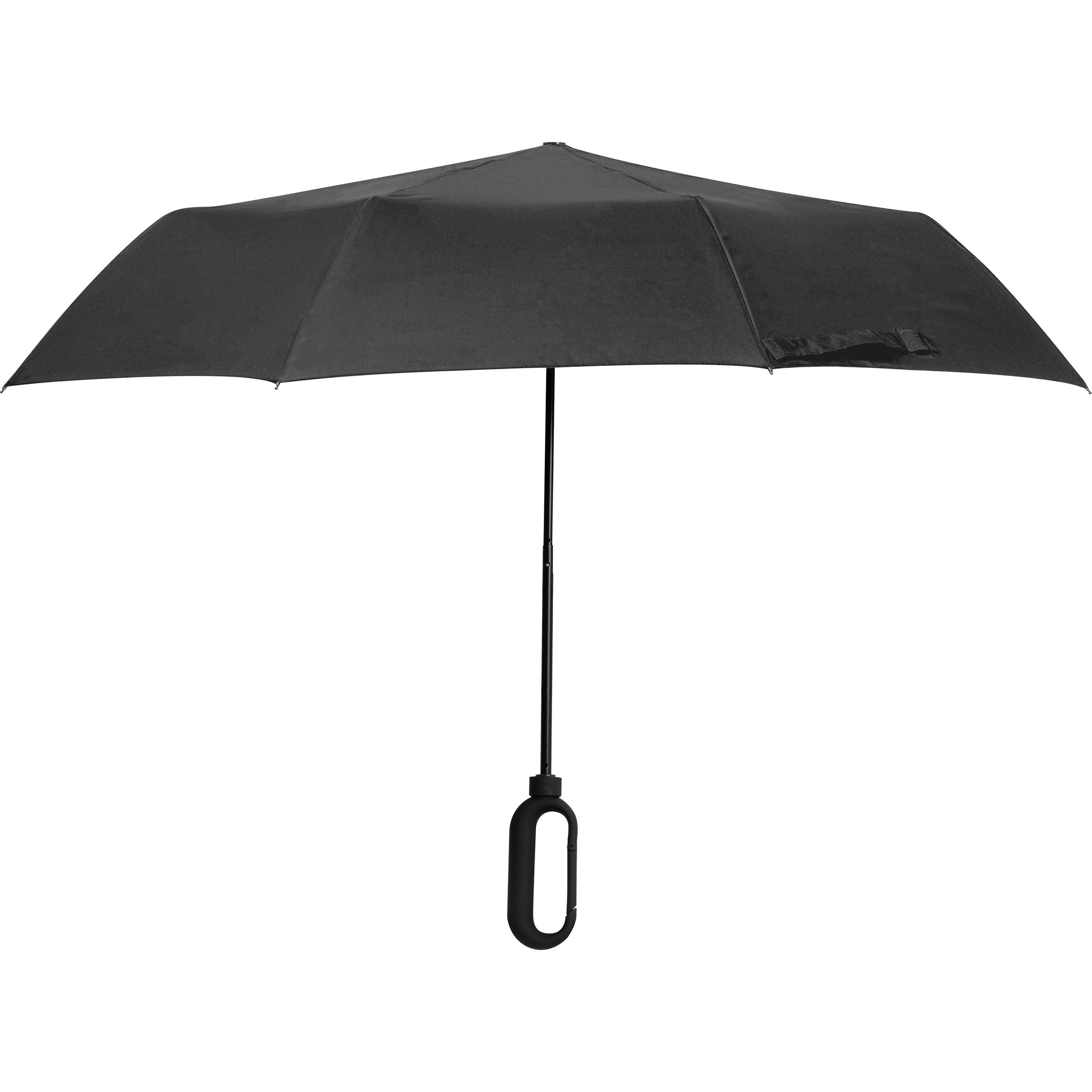 MA40885-03Taschenschirm aus Pongee mit Karabinergriff_ schwarz
