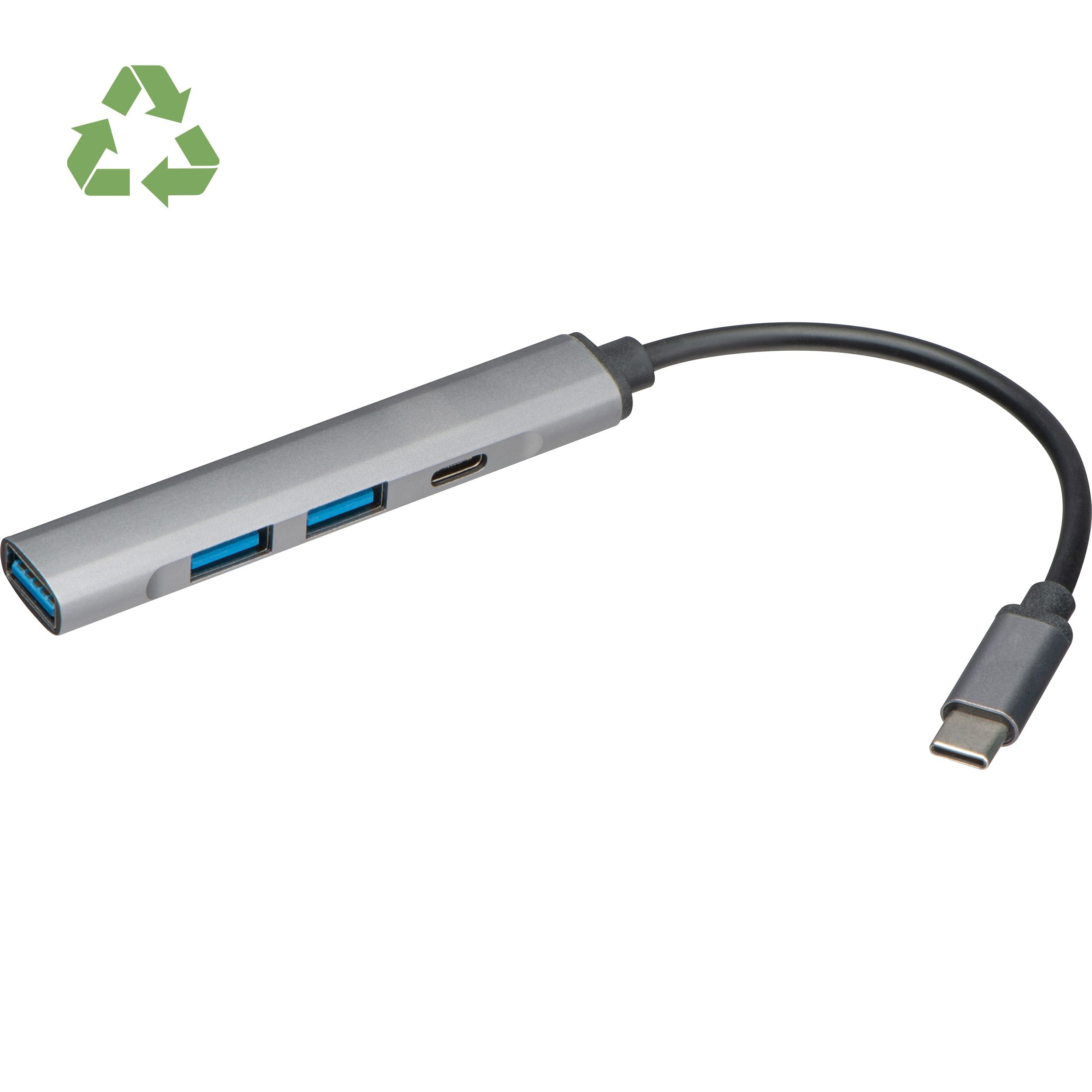 MA33853-07USB Hub aus recyceltem Aluminium HILDEGARDA_ silbergrau