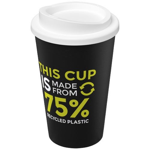 PF210422-1Americano® Eco 350 ml recycelter Becher_ schwarz_weiss