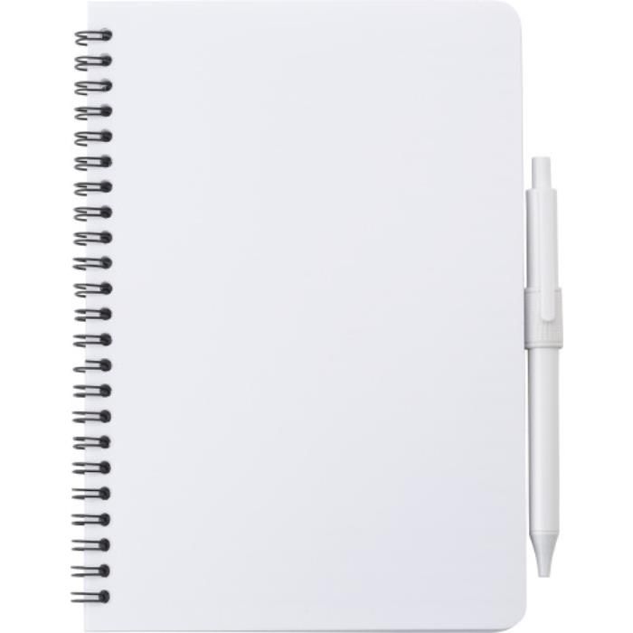Antibakterielles Notizbuch mit Kugelschreiber Mika, Weiß