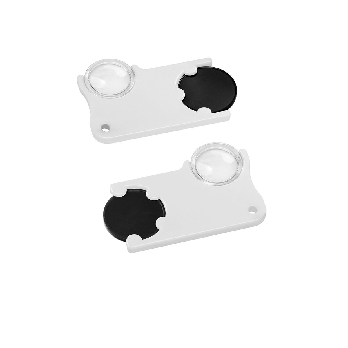 HE8286-6-0Chiphalter mit 1€-Chip und Lupe_ schwarz_ weiss