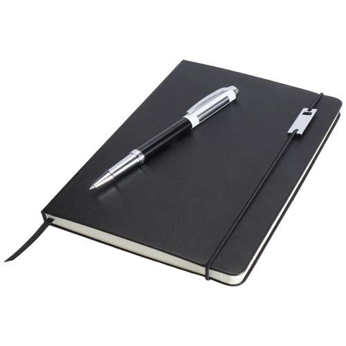 PF106258-6Legato Elegance A5 Hardcover Notizbuch mit Tintenroller Set_ schwarz-primaer_weiss