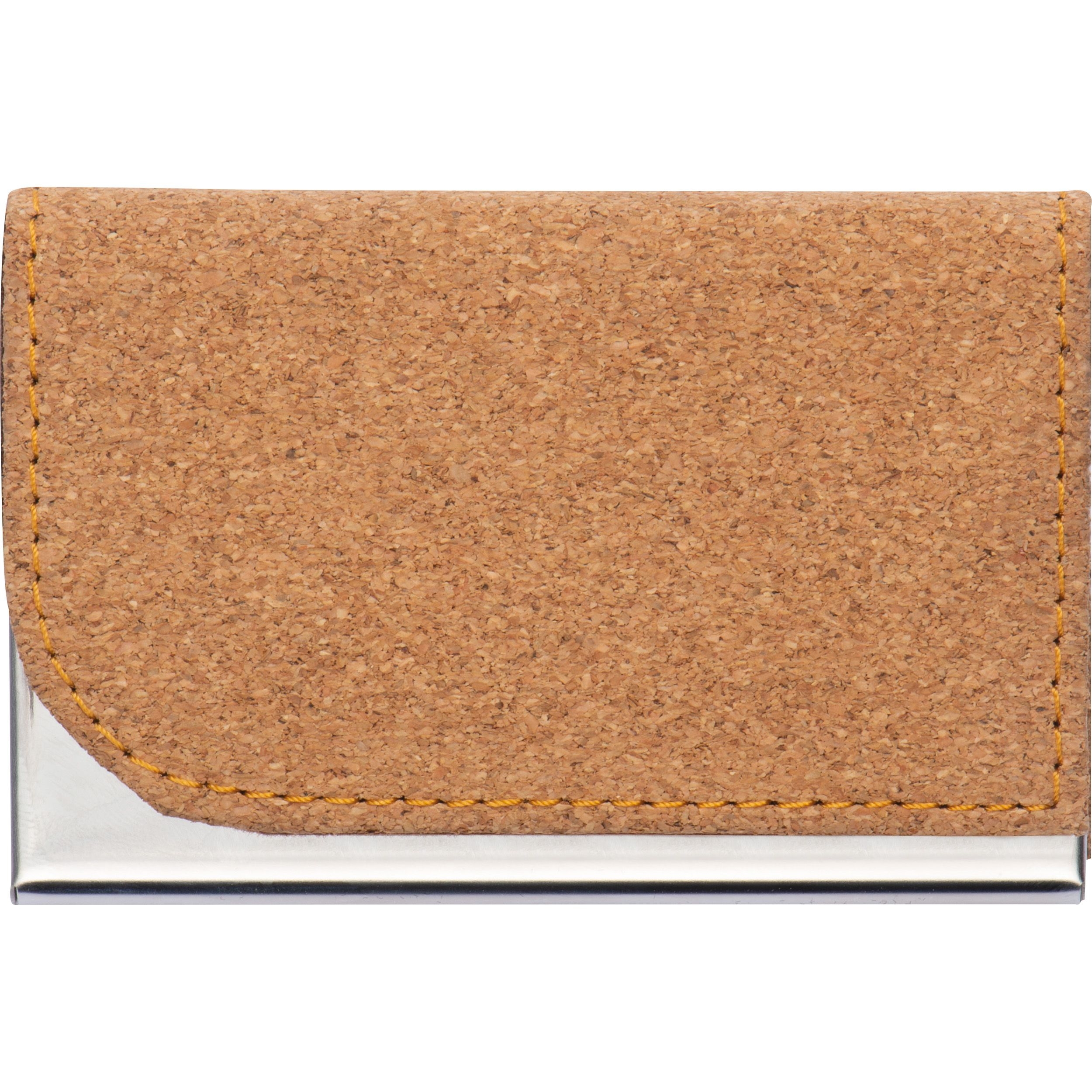 MA22266-13Visitenkarteneui aus Metall mit Korkdeckel_ beige