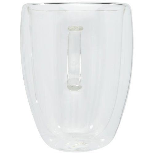 Manti 2-teiliger 350 ml doppelwandiger Glasbecher mit Bambusuntersetzer, transparent,natural