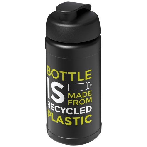 PF210461-6Baseline 500 ml recycelte Sportflasche mit Klappdeckel _ schwarz_schwarz