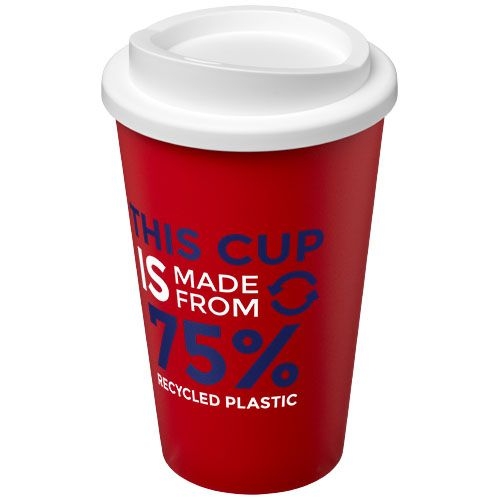 PF210422-28Americano® Eco 350 ml recycelter Becher_ rot_weiss