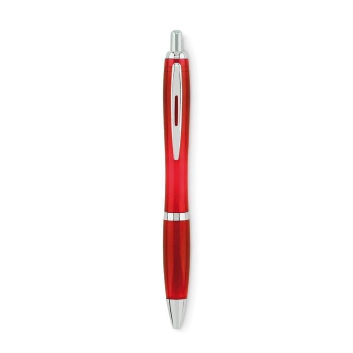 MO6409-25Rio Rpet Druckkugelschreiber RPET_ Transparent Rot