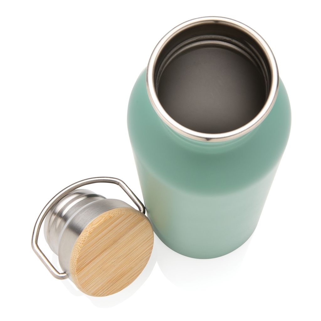 XDP436.83-7Moderne Stainless-Steel Flasche mit Bambusdeckel_ gruen