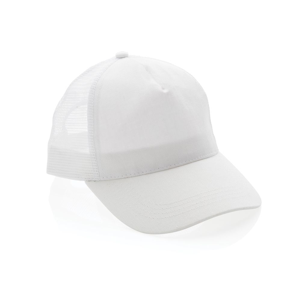 XDP453.35-3Impact AWARE™ 190gr Brushed rCotton 5 Panel Trucker-Cap_ weiss