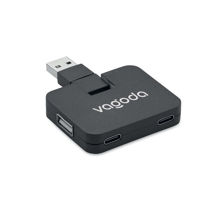 MO2254-03Square-C 4 Port USB Hub_ schwarz