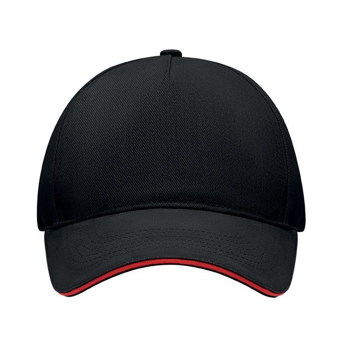 MO6875-83Long Beach Singa Baseball cap 5 panels 260g_m²_ schwarz_rot