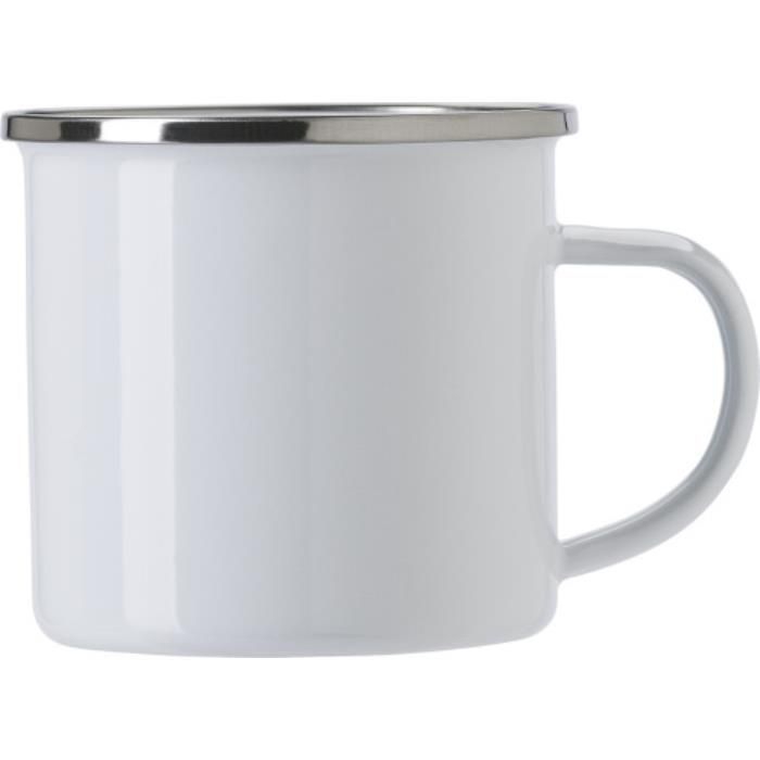 GI709888-02Trinkbecher aus Emaille _350ml_ Jamaal_ Weiss