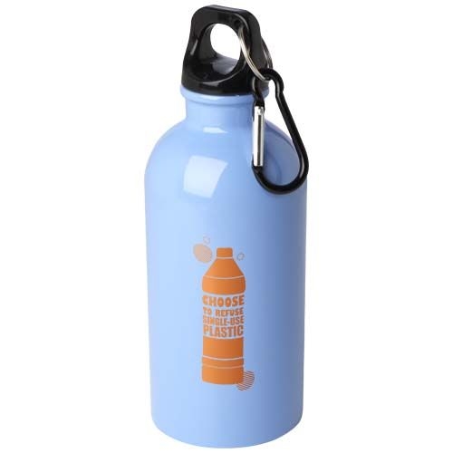 PF100860-7Oregon 400 ml RCS-zertifizierte_ einwandige Trinkflasche aus Edelstahl mit Karabinerhaken_ wolkenbla