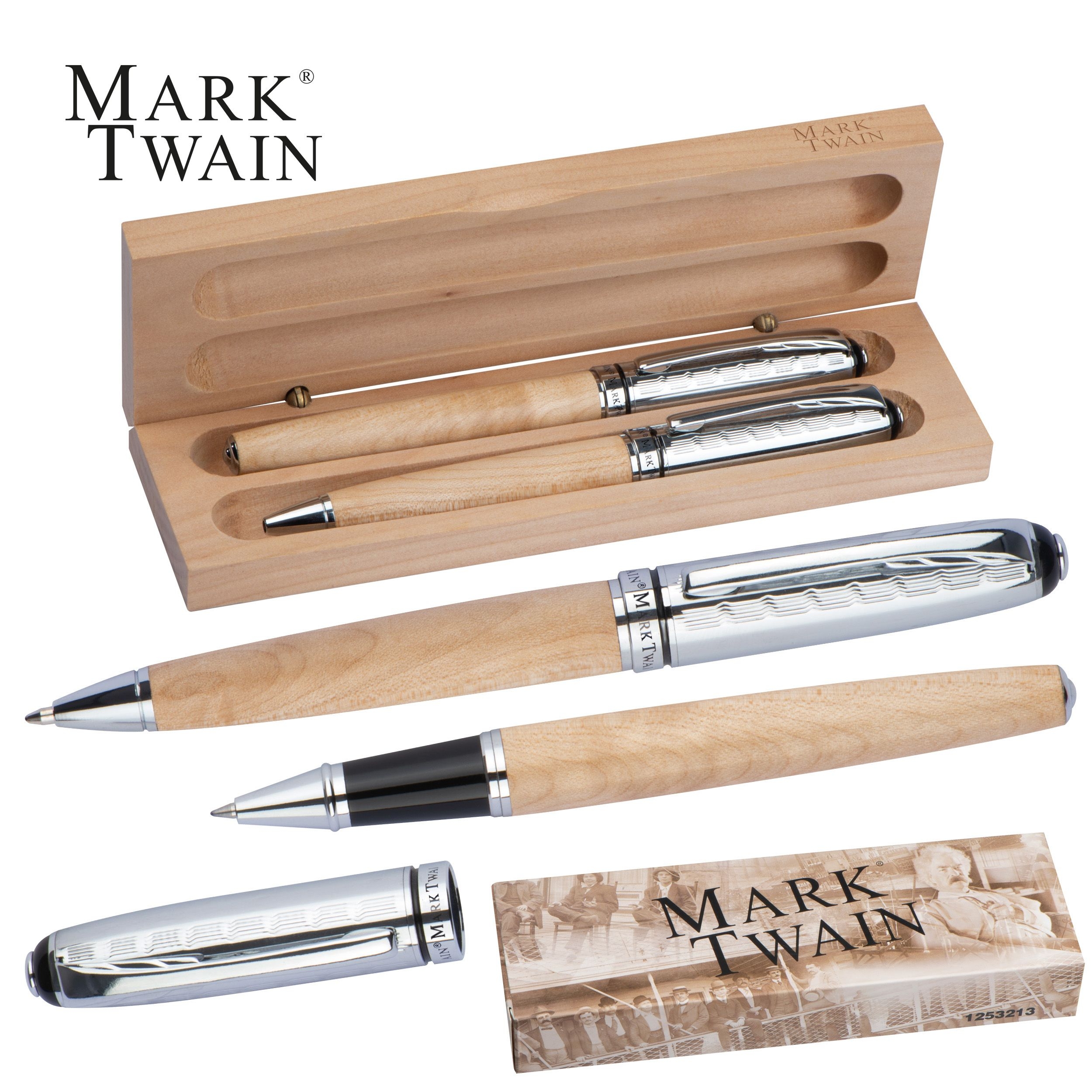 MA12532Mark Twain Schreibset aus Holz ROLAND