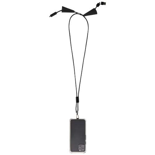 PF124453-1Funi 5 in 1 Lanyard Kabel aus recyceltem Kunststoff fuer Smartphones mit integrierter Datensynchronis