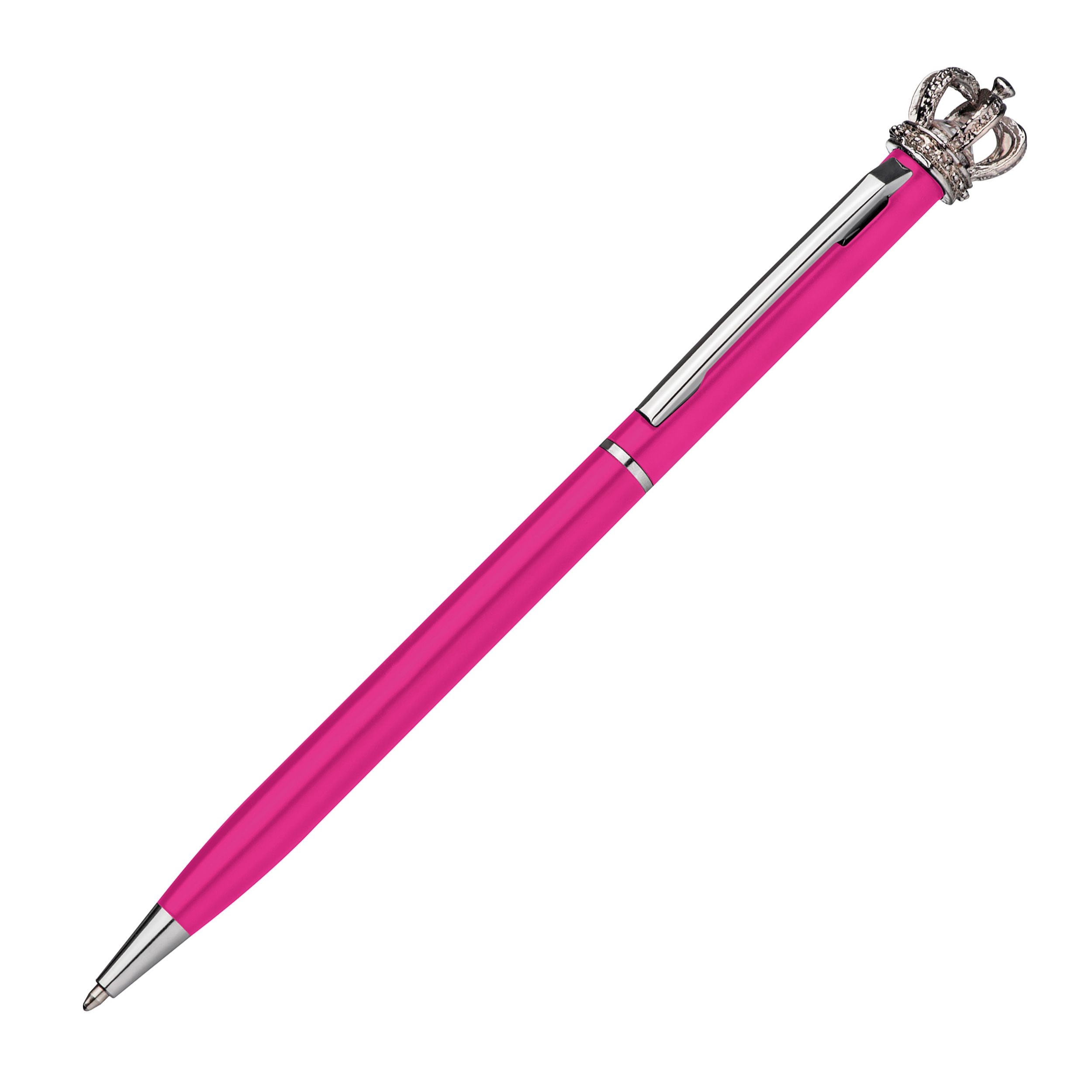 MA10488-11Kugelschreiber aus Metall mit Krone_ pink