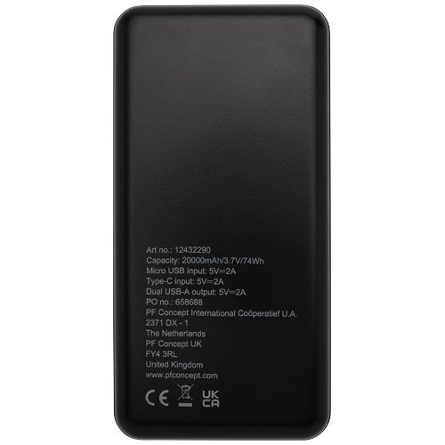 PF124322-1Loop 20.000 mAh Powerbank aus recyceltem Kunststoff_ schwarz