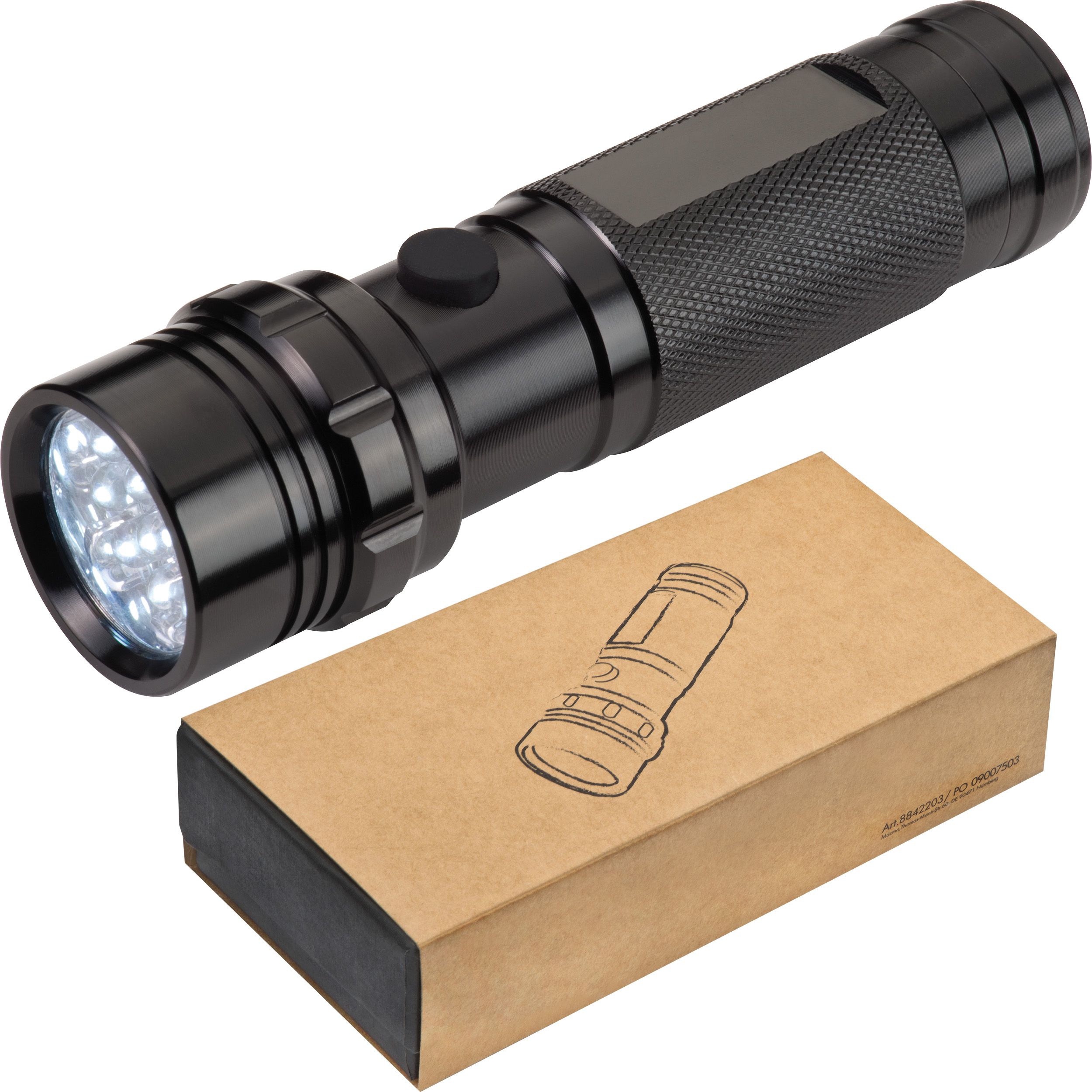Taschenlampe mit 14 LEDs in einer Box, schwarz