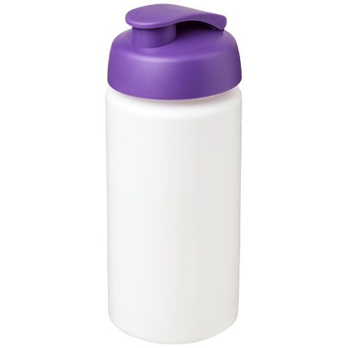 PF210072-10Baseline® Plus grip 500 ml Sportflasche mit Klappdeckel_ weiss_lila PF210072-10Baseline® Plus grip 500 ml Sportflasche mit Klappdeckel_ weiss_lila