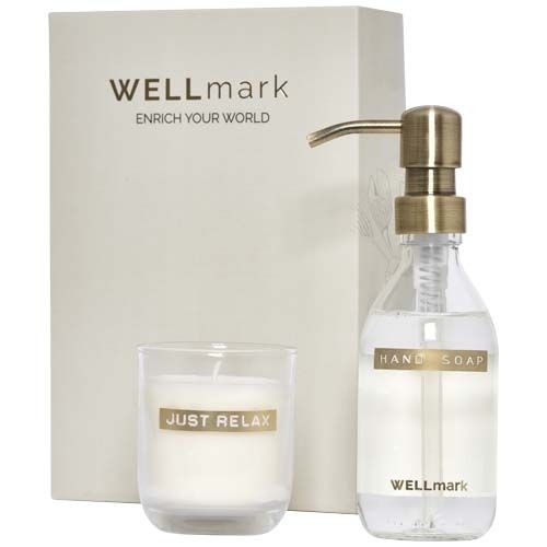 PF126406-1Wellmark Discovery 250 ml Handseifenspender und 150 g Duftkerze im Set_ weiss