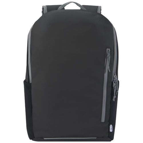 Aqua wasserabweisender 15" Laptop-Rucksack aus GRS Recyclingmaterial 21 L, schwarz